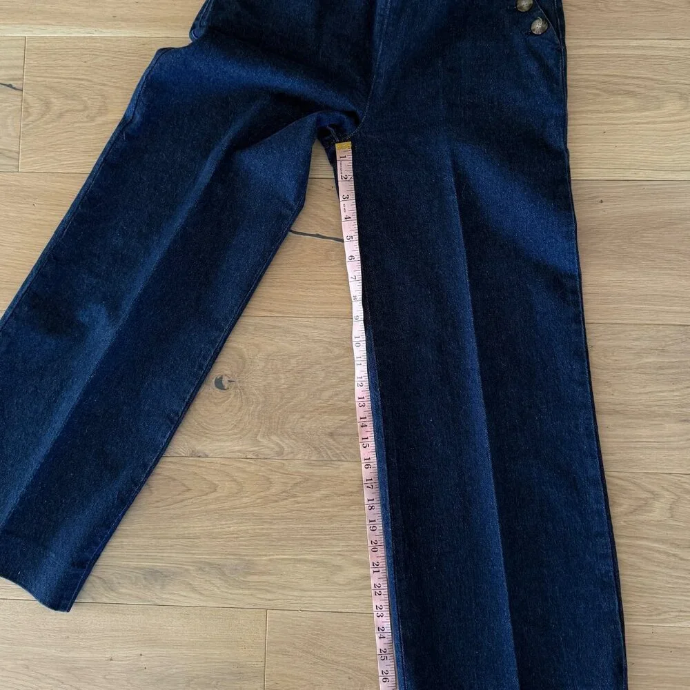 Sézane Marino High-Waist Bridge Trousers – Organic Cotton Denim | Size 36 - Picture 7 of 13